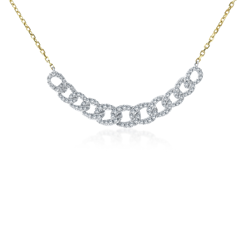 Sabel Collection Mixed Metals Diamond Oval Link Necklace